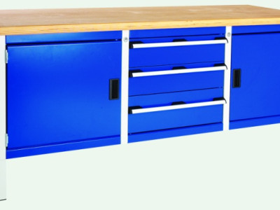 Storage Bench w 3 Drawers2 Cupboards - Bott. Multiplex Top. L2000xD750xH840mm