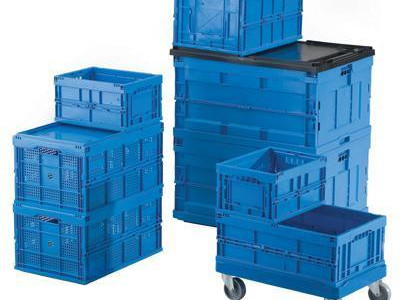 Folding Container - Heavy Duty. H315 x W570 x D370mm. Blue. 60L Capacity
