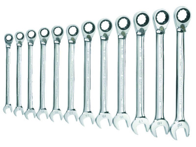 Combination Wrench Ratchet Reversible Set on Rack 16pc 8 - 25mm Gearwrench