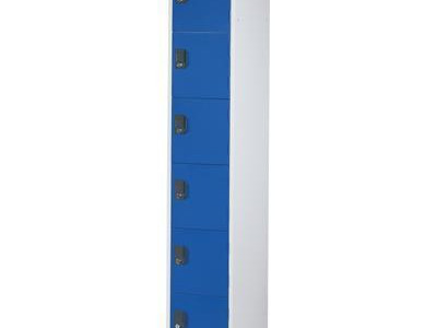 Single Locker - 6 Tier. H1800 x W300 x D500mm. Blue Door
