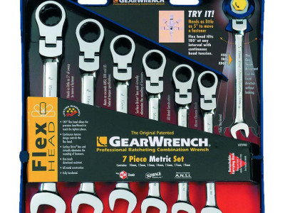 Combination Wrench Ratchet Flex Set 16pc on Rack 8 - 25mm Gearwrench
