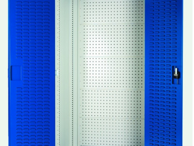 Heavy Duty Cupboard w Louvre Doors & Perfo Backpanel. W1050 x H2000 x D650mm