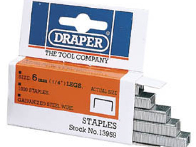 Electric Stapler Staples-Draper. Length: 6mm. 1000 Pack Quantity.