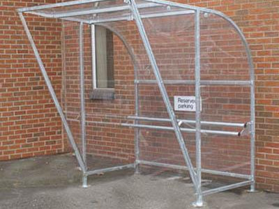 Smoking Shelter With Perch Seat. H2270 x W3070 x D2030mm