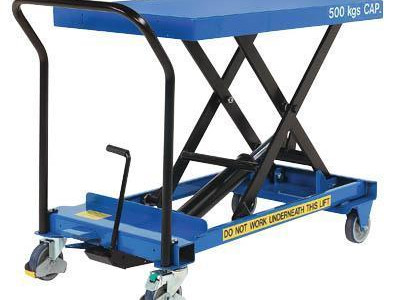 Britruck Single Scissor Manual Lift Table. Raised Height 840mm 300kg Capacity