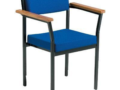 Low Back Chair With Arms - FIRA. Vinyl Danube Blue