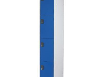 Single Locker - 4 Tier. H1800 x W300 x D300mm. Blue Door