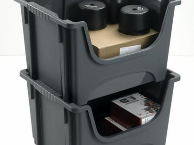Stack/Nest Containers - Ext H320xW495xD390mm. 50L Capacity Grey (Pack of 5)