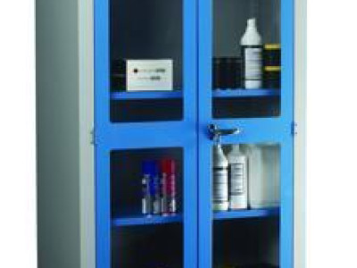Cabinet - Polycarbonate Door, Blue. Floor Standing 3 Shelf H1830 x W915 x D457mm
