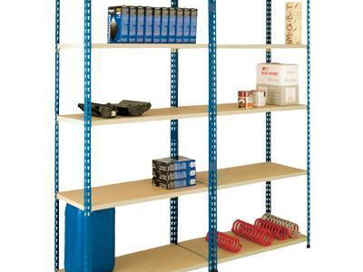 Shelving - Medium Duty. 4 Shelves. H1600 x W915 x D455mm. Blue/Grey