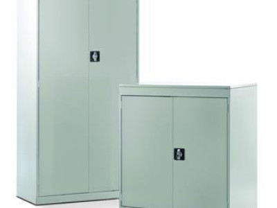 Cupboard - Steel Double Door. 2 Shelf. H984 x W915 x D505mm. Dark Grey Body