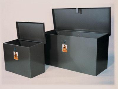 Storage Bin - Zinc Coated. Lockable. H508 x W625 x D335mm. 50L Capacity