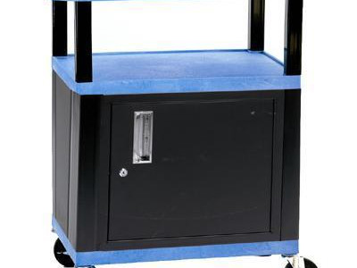 Shelf Trolley With Cupboard - Blue. L610 x W457 x D864mm. 90kg Capacity