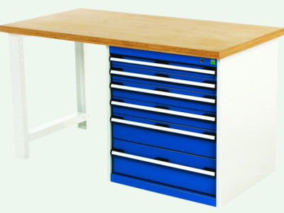 Pedestal Bench w 6 Drawer Cabinet - Bott Cubio. Lino Top. L2000 x D750 x H840mm