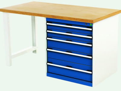 Pedestal Bench w 5 Drawer Cabinet - Bott Cubio. Lino Top. L2000 x D750 x H840mm
