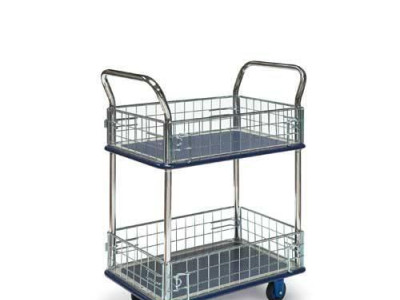 Shelf Trolley - Mesh Sided. 2 Shelf. 150kg Capacity. H1120 x W710 x D450mm