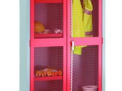 Cabinet - Mesh Hinged Doors. Yellow Doors. 1 Shelf. H915 x W459 x D459mm