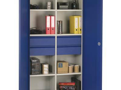 Cupboard - Heavy Duty with 6 Shelves & 4 Drawers (165mm) H1950xW1000m Blue Door