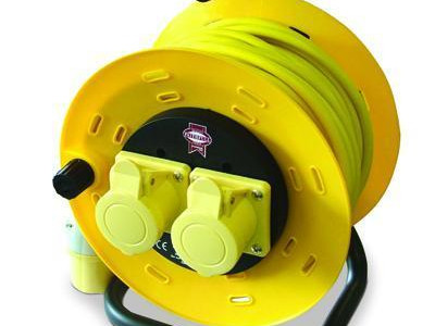 Cable Reel - Steel with Carry Frame. 25m x 2.5mm? Cable with 2 Sockets 110V