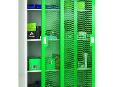 Cabinet - Mesh Sliding Doors. Green Doors. H1020 x W1830 x D460mm. 50kg Capacity