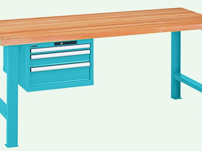 Workbench - 2 Legs & Suspended Drawer Cab. Multiplex Top. L1500xD750xH840mm
