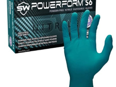 Powerform S6 Biodegradable Green Nitrile P/Free Gloves Large Pack 100 