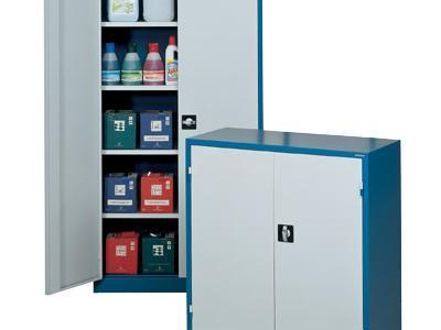 Storage Cupboard - Cylinder Lock w 4 Shelves. H1950 x W1000 x D450mm. Blue/Grey