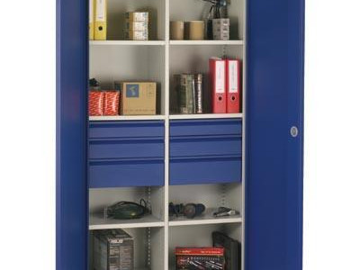Cupboard - Heavy Duty with 6 Shelves & 6 Drawers. H1950 x W1000mm. Blue Door