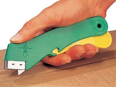 Self Retracting Packaging Knife with Safety Catch