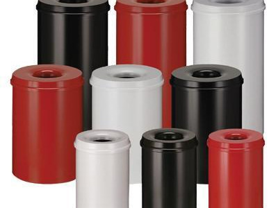 Self Extinguishing Waste Bin. H660 x Dia370mm. 50L Capacity. Black