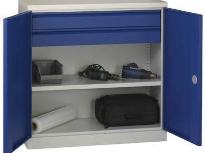 Cupboard - Short with 1 Shelf & 2 Drawers (2x117mm) H1000 x W1000mm. Blue Door