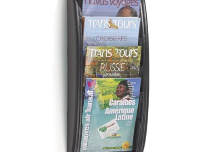 Wall Display - Quick Fit. 4 x A4 Pockets. H655 x W180 x D90mm. Silver