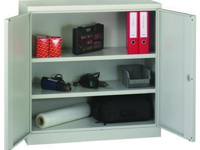 General Use Cupboard - 2 Shelves. H1000 x W1000 x D450mm. Grey Door